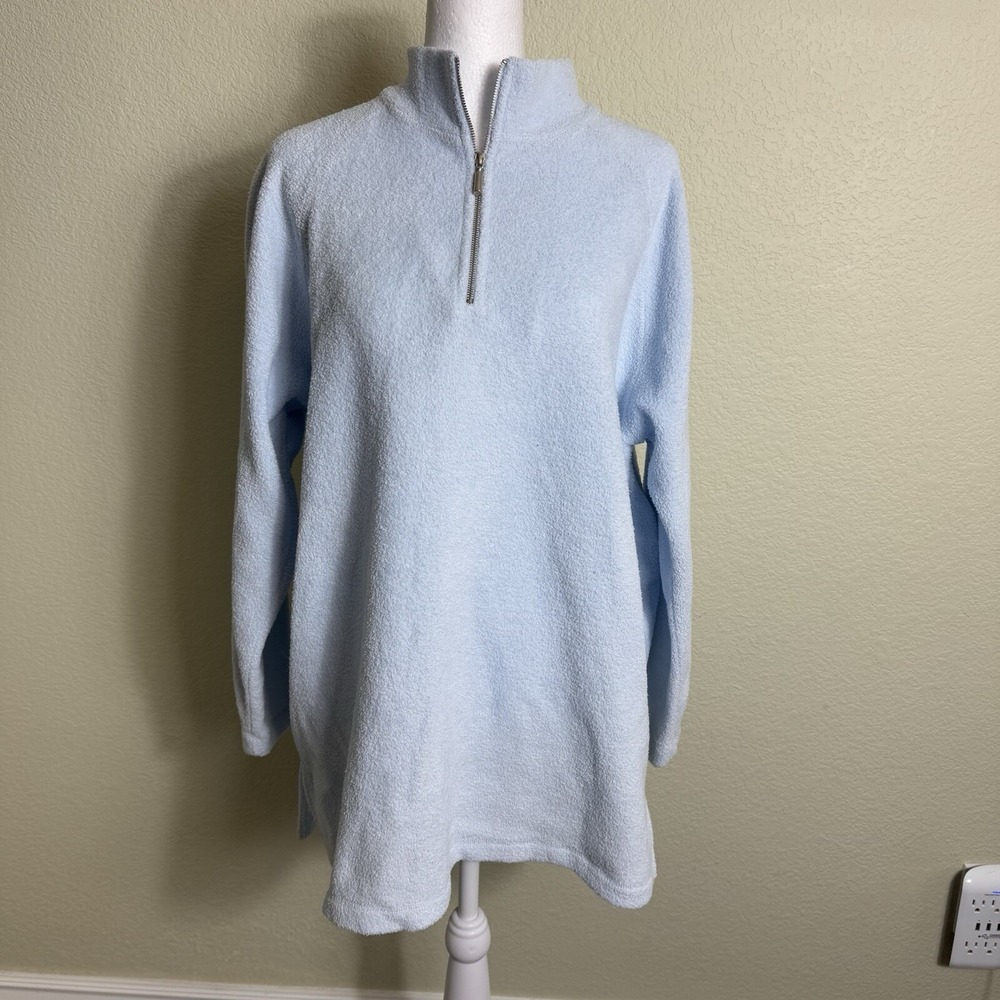 Chaus Sport Women's Sweater Over Sized M 1/4 Zip Light Blue Casual Comfy